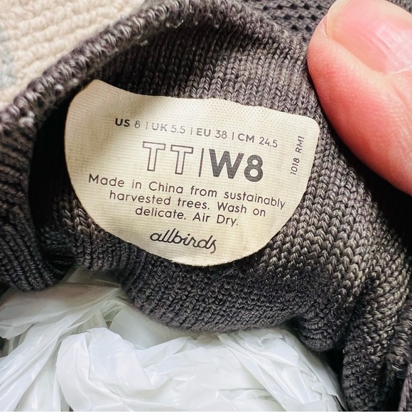 ALLBIRDS WOMENS TREE TOPPERS HIGH TOP SNEAKERS DARK GRAY SIZE 8 - Picture 5 of 10